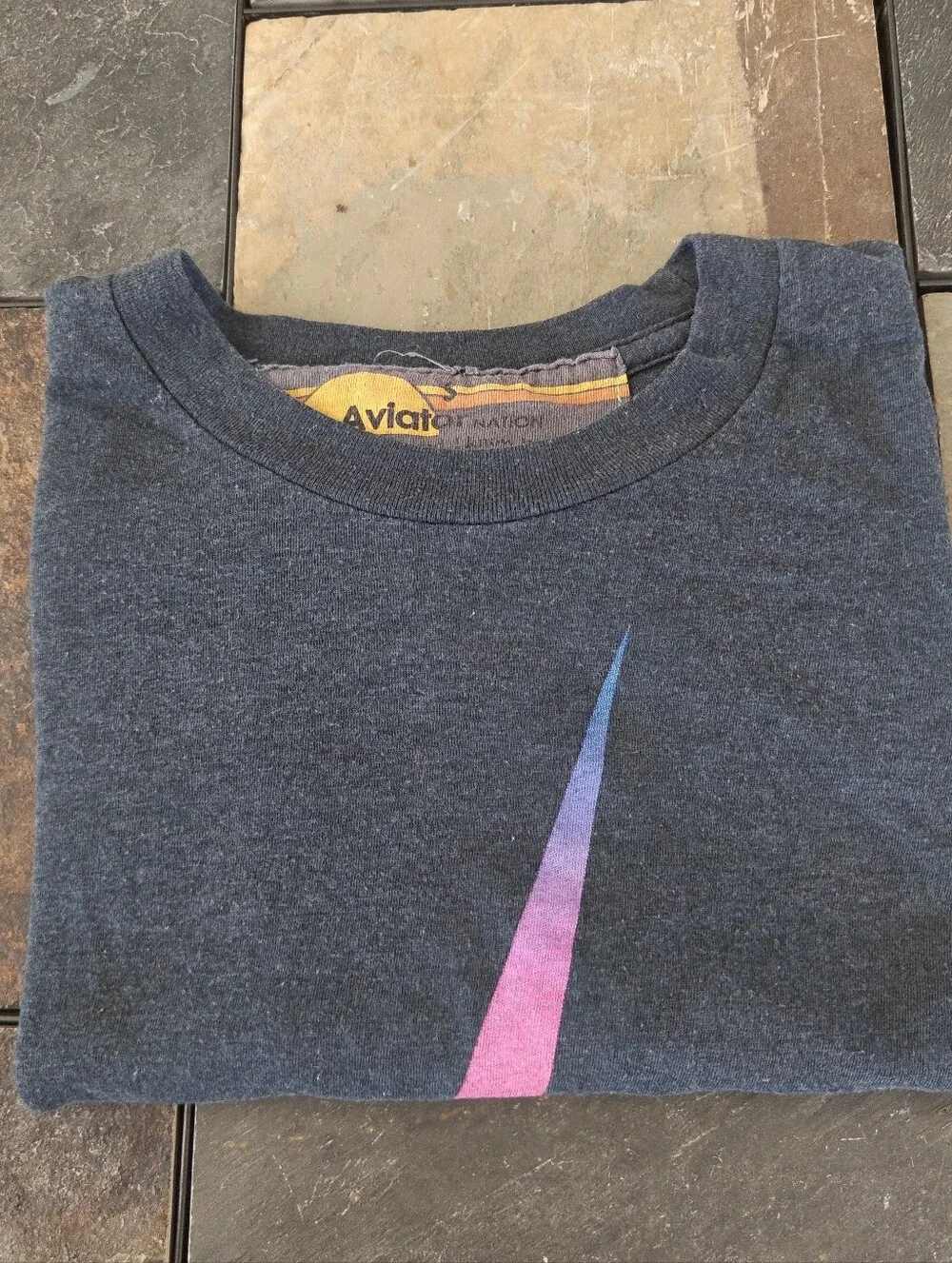 Aviator Nation Purple Bolt Short Sleeve Boyfriend Crop Tee Size S
